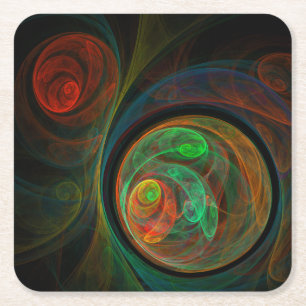 Posavasos Cuadrado De Papel Reborn Green Abstract Art