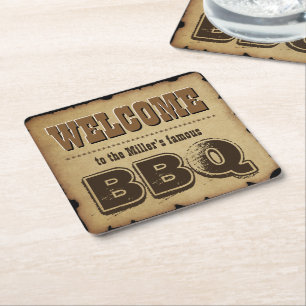 Posavasos Cuadrado De Papel Recepción occidental del estilo a nuestro Bbq