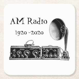 Posavasos Cuadrado De Papel Receptor de radio AM de personalizar Vintage