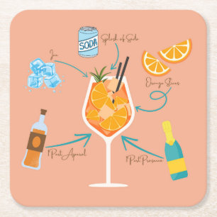 Posavasos Cuadrado De Papel Receta de Aperol