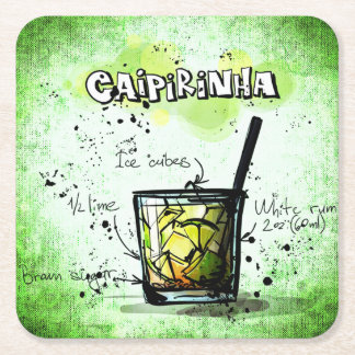 Posavasos Cuadrado De Papel Receta de bebida de Caipirinha