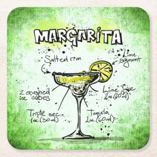 Posavasos Cuadrado De Papel Receta de bebida Margarita