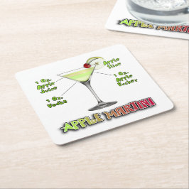 Posavasos Cuadrado De Papel Receta de cóctel Appletini aka Apple Martini Arte