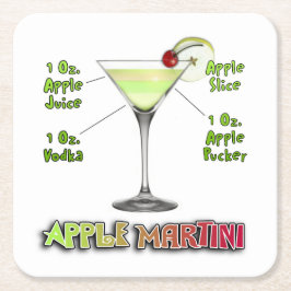 Posavasos Cuadrado De Papel Receta de cóctel Appletini aka Apple Martini Arte