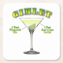 Posavasos Cuadrado De Papel Receta de Cóctel Gimlet Martini Arte
