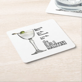 Posavasos Cuadrado De Papel Receta de cóctel Martini 3 a 1 (Húmedo) Arte