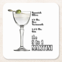 Posavasos Cuadrado De Papel Receta de cóctel Martini 3 a 1 (Húmedo) Arte