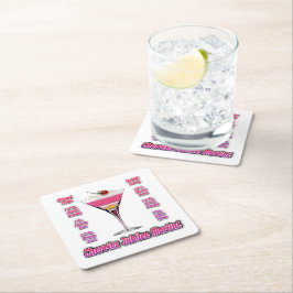 Posavasos Cuadrado De Papel Receta de Cóctel Martini Cherries Jubilee Arte