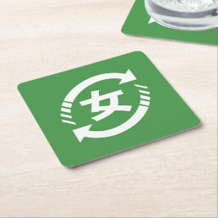 Posavasos Cuadrado De Papel Reciclar chicas japonesas   Kanji Nihongo Sign