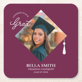 Posavasos Cuadrado De Papel Recuerdo de foto de graduado personalizado elegant