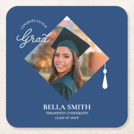 Posavasos Cuadrado De Papel Recuerdo de foto de graduado personalizado elegant