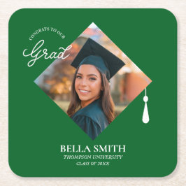 Posavasos Cuadrado De Papel Recuerdo de foto de graduado personalizado elegant