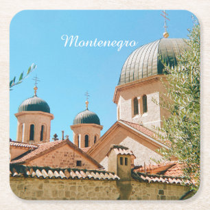 Posavasos Cuadrado De Papel recuerdo de viaje a Kotor, Montenegro