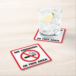 Posavasos Cuadrado De Papel Red and White No Smoking