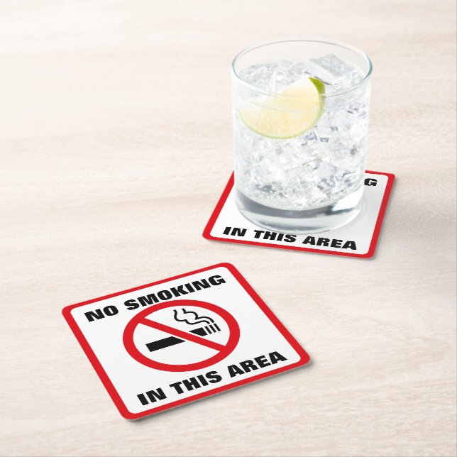 Posavasos Cuadrado De Papel Red and White No Smoking (In situ)