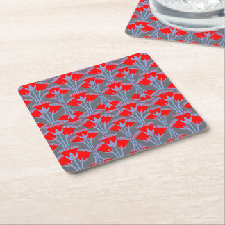 Posavasos Cuadrado De Papel Red Bellflower Square Paper Coaster 