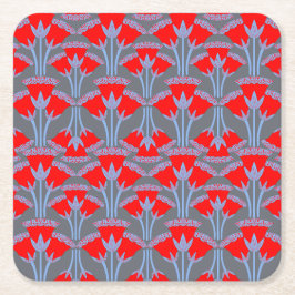 Posavasos Cuadrado De Papel Red Bellflower Square Paper Coaster 