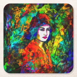 Posavasos Cuadrado De Papel Red Beret