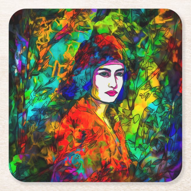 Posavasos Cuadrado De Papel Red Beret (Anverso)