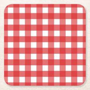 Posavasos Cuadrado De Papel Red gingham
