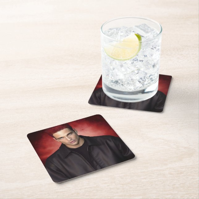 Posavasos Cuadrado De Papel Red Gravity paper coaster (In situ)