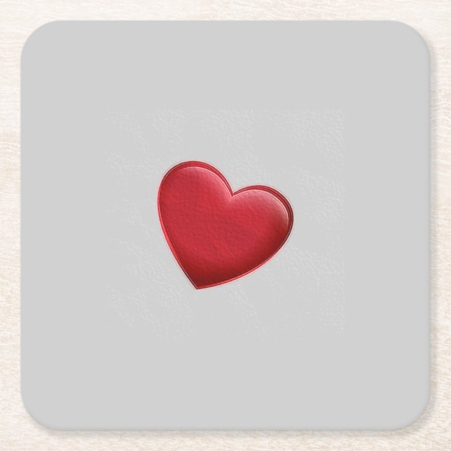 Posavasos Cuadrado De Papel Red Heart Gray Trendy Love Boda (Anverso)