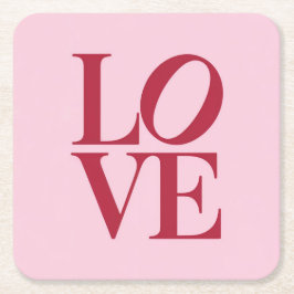 Posavasos Cuadrado De Papel Red LOVE Pink Coaster Set