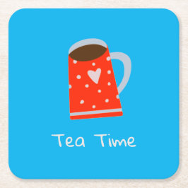 Posavasos Cuadrado De Papel Red Mug Tea Time Coaster