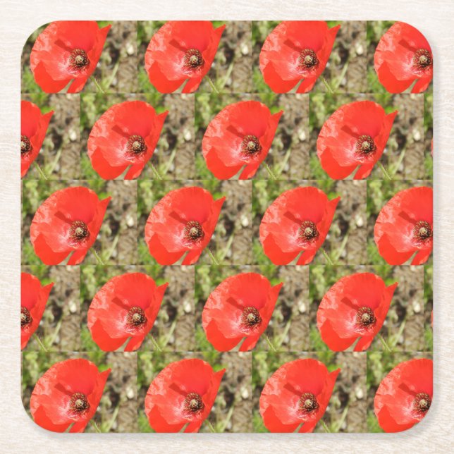 Posavasos Cuadrado De Papel Red Poppy Coasters (Anverso)