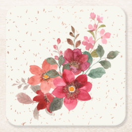 Posavasos Cuadrado De Papel Red Square Coaster Set