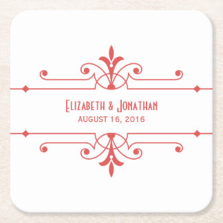 Posavasos Cuadrado De Papel Red v2 Fancy Ornamental Paper Coasters
