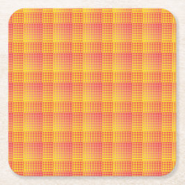 Posavasos Cuadrado De Papel Red Yellow Checker Abstract Pattern