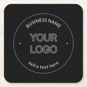 Posavasos Cuadrado De Papel Reemplazo de logotipo editable y nombre comercial