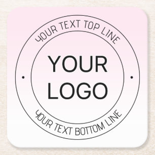 Posavasos Cuadrado De Papel Reemplazo de logotipo fácil y texto editable rosa