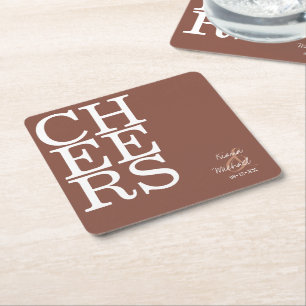 Posavasos Cuadrado De Papel Reflections Wedding Cheers Clay ID774