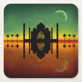 Posavasos Cuadrado De Papel Reflexión nocturna oriental de 1001
