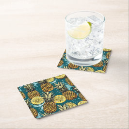 Posavasos Cuadrado De Papel Refresca tu Mesa con Estilo de Piñas