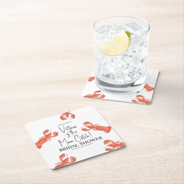 Posavasos Cuadrado De Papel Regaderas de mano acuarela Langostas Fiesta de Des (In situ)