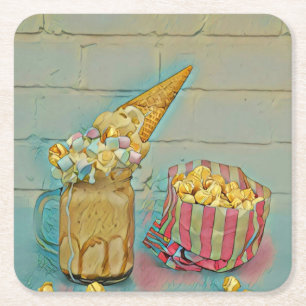 Posavasos Cuadrado De Papel Regalo de amante de los helados