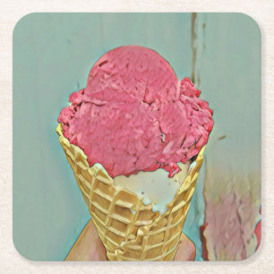 Posavasos Cuadrado De Papel Regalo de cumpleaños de helados