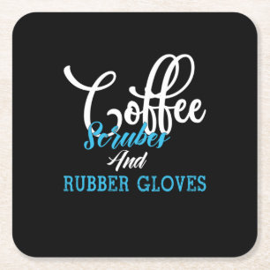 Posavasos Cuadrado De Papel Regalo de enfermera Café exfoliante y guantes de