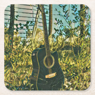 Posavasos Cuadrado De Papel Regalo de guitarra para guitarrista