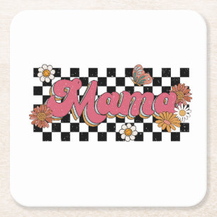 Posavasos Cuadrado De Papel Regalo del Día de la Madre   Flower Mama