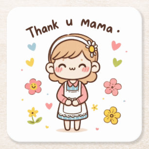 Posavasos Cuadrado De Papel Regalo del Día de la Madre Gracias mamá