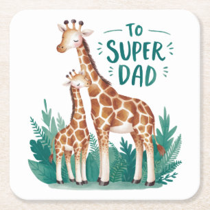 Posavasos Cuadrado De Papel Regalo del Día del Padre   A Super Papá