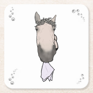 Posavasos Cuadrado De Papel Regalo divertido para amantes de los caballos Pinz