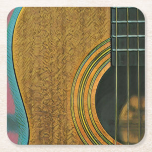 Posavasos Cuadrado De Papel Regalo para el guitarrista musical