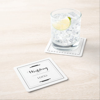 Posavasos Cuadrado De Papel Regalo personalizado moderno y elegante para boda