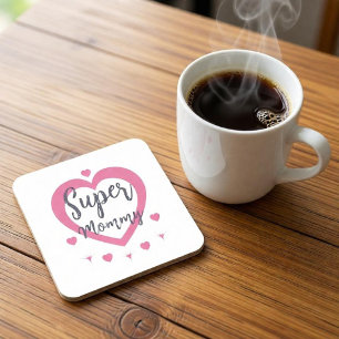 Posavasos Cuadrado De Papel Regalo Personalizado Super Mamá Mejor Mamá Cuadrad