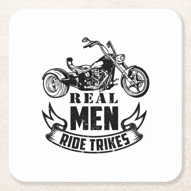 Posavasos Cuadrado De Papel Regalos Trike para Hombres | Motocicleta Triker (Anverso)